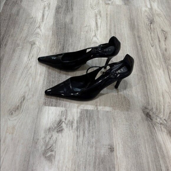 Escada Glossy Black PATENT  Leather HEELS SIZE eu 39 US SIZE 8.5 - Picture 1 of 8